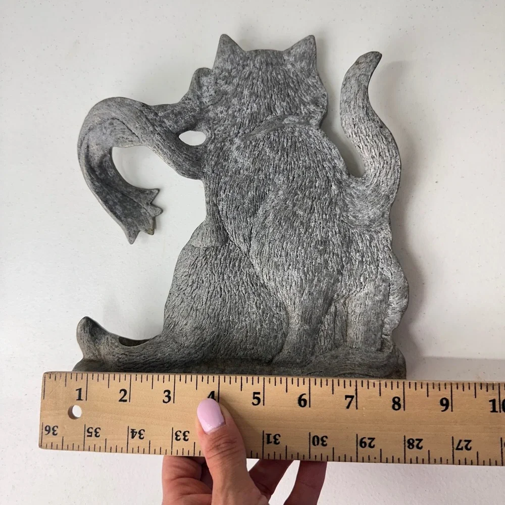 Vintage Pewter Cat Candle Holder Silver Cottage Grandma Door Stopper‎